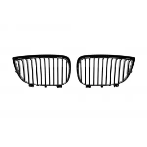 Single rib kidney grilles in black lacquer suitable for BMW 1 Series E81, E82, E87, E88 2003-2007