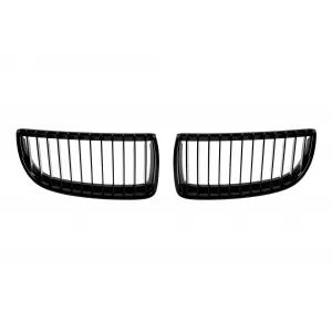 Single rib kidney grilles in black lacquer suitable for BMW 3 Series E90, E91 2005-2007