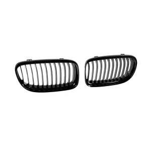 Single rib kidney grilles in black lacquer suitable for BMW 3 Series E90, E91 2008-2011