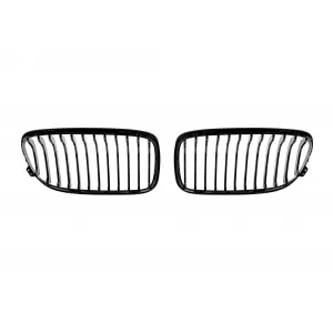 Single rib kidney grilles in black lacquer suitable for BMW 3 Series E90, E91 2008-2011