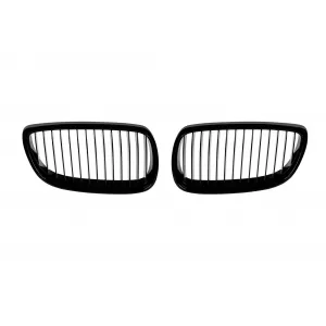 Single rib kidney grilles in black lacquer suitable for BMW 3 Series E92 2007-2009, E93 2007-2010