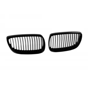 Single rib kidney grilles in black lacquer suitable for BMW 3 Series E92 2007-2009, E93 2007-2010