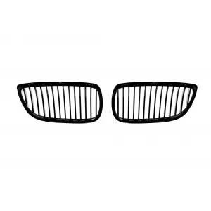 Single rib kidney grilles in black lacquer suitable for BMW 3 Series E92 2007-2009, E93 2007-2010