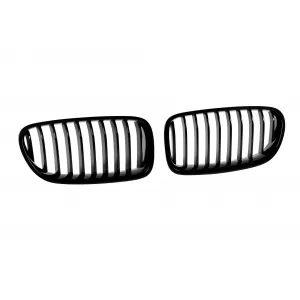 Single rib kidney grilles in black lacquer suitable for BMW 5 Series F10, F11 Touring 2010-2017