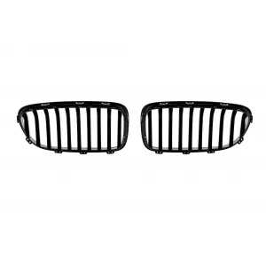 Single rib kidney grilles in black lacquer suitable for BMW 5 Series F10, F11 Touring 2010-2017
