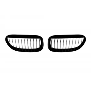 Single rib kidney grilles in black lacquer suitable for BMW 6 Series E63, E64 2003-2010