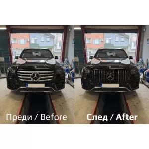 Grille style GT chromé/noir adapté pour Mercedes GLS X167 après 2024 pour pare-chocs avant A Design Line-image-6146772
