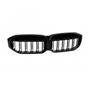 Grilles de calandre illuminées Iconic Glow avec doubles lamelles adaptées pour BMW Série 3 G20, G21 après 2023, laqué noir-image-6146844