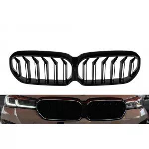 Iconic Glow illuminated kidney grilles suitable for BMW 5 Series G30, G31 2020-2023, black lacquer
