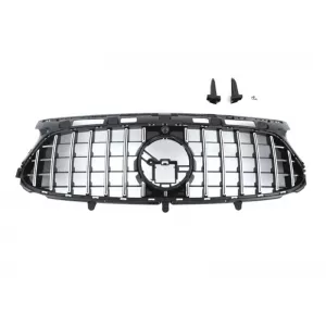 image-24-Króm/fekete GT típusú hűtőrács Mercedes GLA H247 2020-2024 A Design lökhárítóhoz