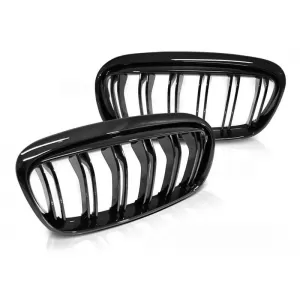 image-33-Double ribbed kidney grilles in black lacquer suitable for BMW 2 Series F45 Active Tourer, F46 Gran Tourer 2014-2018