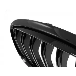 Double ribbed kidney grilles in black lacquer suitable for BMW 2 Series F45 Active Tourer, F46 Gran Tourer 2014-2018-image-6146940