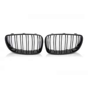 Double slat kidneys in black lacquer suitable for BMW 1 Series E81, E82, E87, E88 2007-2011