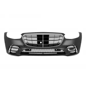 Front A Design Line bumper suitable for Mercedes S-class W223 after 2020 with chrome/black grille