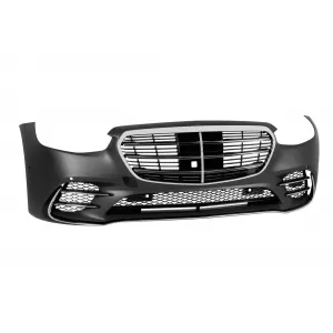Front A Design Line bumper suitable for Mercedes S-class W223 after 2020 with chrome/black grille