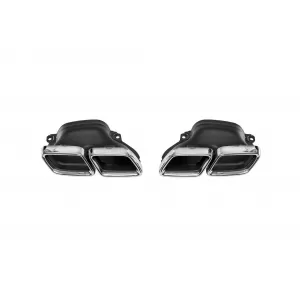C63-Typ Diffusor mit verchromten Endrohren geeignet für die serienmäßige Heckstoßstange für Mercedes C-Klasse W205 Limousine, S205 Kombi 2013-2019 -oo--oo-, mit verchromtem Zierleisten-image-6148644