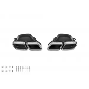 GLE63 Typ Diffusor mit verchromten Endrohren für den hinteren A Design Stoßfänger geeignet für Mercedes GLE W166 2015-2019 -oo--oo-, mit verchromtem Zierleisten-image-6148834