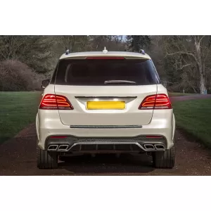 GLE63 Typ Diffusor mit verchromten Endrohren für den hinteren A Design Stoßfänger geeignet für Mercedes GLE W166 2015-2019 -oo--oo-, mit verchromtem Zierleisten-image-6148837