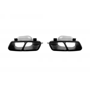 A45-Typ Diffusor mit schwarzen Endrohren geeignet für A Design Heckstoßstange an Mercedes A-Klasse W176 2015-2018, schwarz lackiert-image-6150317