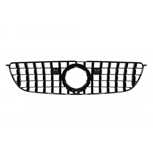 Grille de type GT laqué noir adapté pour Mercedes GLS X166 2016-2019 avec ouverture pour caméra - clip défectueux (collé)-image-6151268