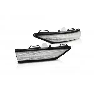 image-20-LED turn signals suitable for side mirrors on Ford Fiesta hatchback after 2017 with 3 or 5 doors, with chrome base