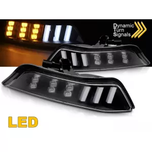 image-65-LED irányjelző készlet első lökhárítóba Ford Mustang 2015-2017, fekete alap, bal + jobb