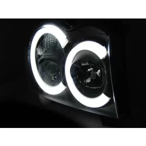 Set di fari tuning con luci LED adatto per Jeep Grand Cherokee 2005-2008 con base cromata, sinistra e destra-image-6152731