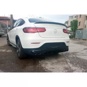 Diffusore di tipo GLC63 con terminali neri adatto per paraurti posteriore A Design su Mercedes GLC Coupe C253 2016-2022 -oo--oo-, con finitura nera-image-6156950