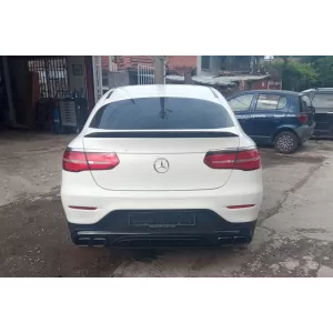 Diffusore di tipo GLC63 con terminali neri adatto per paraurti posteriore A Design su Mercedes GLC Coupe C253 2016-2022 -oo--oo-, con finitura nera-image-6156951