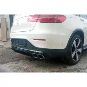 Diffusore di tipo GLC63 con terminali neri adatto per paraurti posteriore A Design su Mercedes GLC Coupe C253 2016-2022 -oo--oo-, con finitura nera-image-6156952