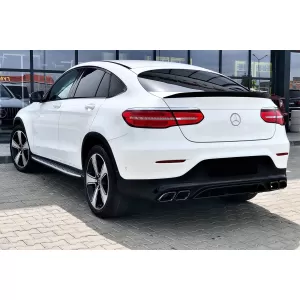 Diffusore di tipo GLC63 con terminali neri adatto per paraurti posteriore A Design su Mercedes GLC Coupe C253 2016-2022 -oo--oo-, con finitura nera-image-6156957
