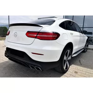 Diffusore di tipo GLC63 con terminali neri adatto per paraurti posteriore A Design su Mercedes GLC Coupe C253 2016-2022 -oo--oo-, con finitura nera-image-6156958