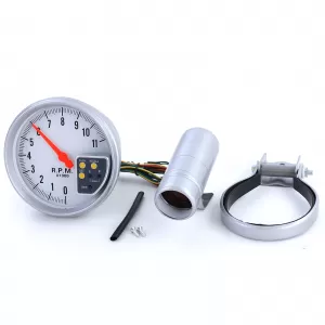 5 inch performance tachometer silver matte with shift light and bracket