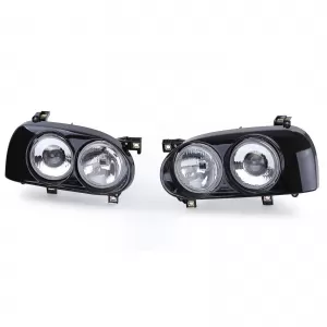 Fari doppi DE H1 H3 neri adatti per VW Golf 3 91-97-image-6190380