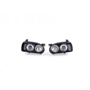 Fari doppi DE H1 H3 neri adatti per VW Golf 3 91-97-image-6190382