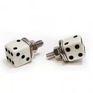 License plate screws - white dice - new