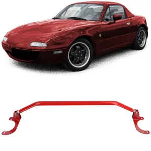 image-1-Rote Aluminium-Strebe vorne 3-teilig verstellbar geeignet für Mazda MX5 NA NB 89-00