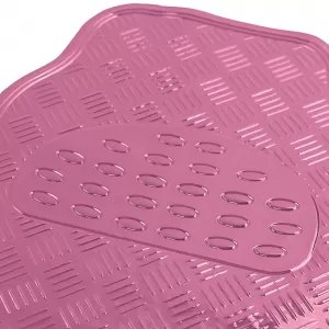 Car Rubber Floor Mat Set 4pcs Aluminum Checker Plate Look Universal Chrome Pink
