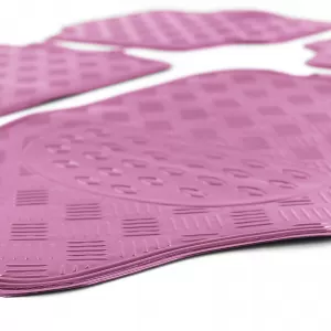 Car Rubber Floor Mat Set 4pcs Aluminum Checker Plate Look Universal Chrome Pink