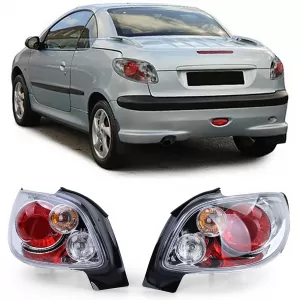image-54-Átlátszó üveg h hátsó lámpák króm Peugeot 206 CC Coupe Cabrio 00-08