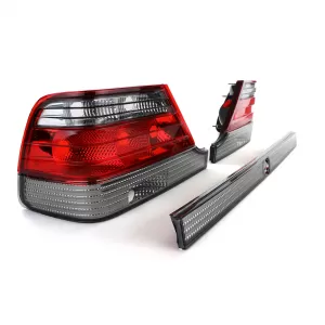 Fanali posteriori in vetro trasparente rossi e neri con striscia di bloccaggio adatti per Mercedes S W140 94-98-image-6190536