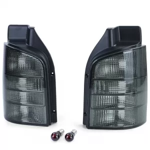Clear glass taillights black smoke set for VW Bus T5 2003-2009 with tailgate