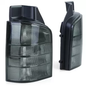 Clear glass taillights black smoke set for VW Bus T5 2003-2009 with tailgate