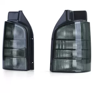 Clear glass taillights black smoke set for VW Bus T5 2003-2009 with tailgate