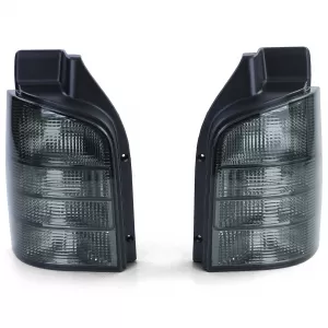 Clear glass taillights black smoke set for VW Bus T5 2003-2009 with tailgate