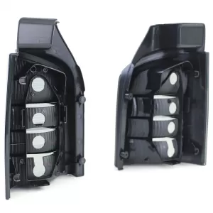 Clear glass taillights black smoke set for VW Bus T5 2003-2009 with tailgate