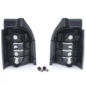 Clear glass taillights black smoke set for VW Bus T5 2003-2009 with tailgate