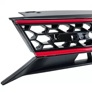 Radiator grille black gloss with red strips suitable for VW Golf 6 including GTI 08-13