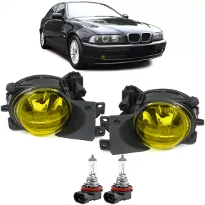 Clear glass fog lights H8 yellow pair suitable for 5 Series BMW E39 00-04 facelift
