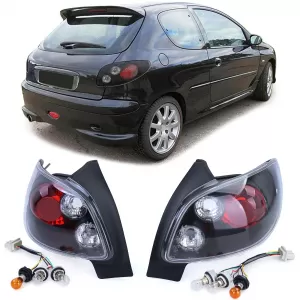 image-62-Átlátszó üveg hátsó lámpák fekete Peugeot 206 hatchback 3 + 5 ajtós 98-09
